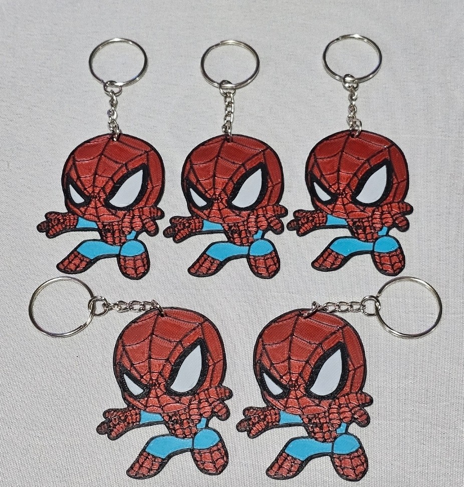 5 Spiderman Marvel 3D Printed Keychains