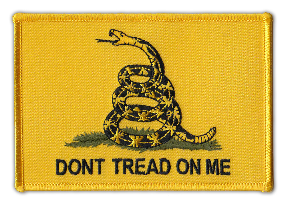 Motorcycle Jacket Patch - Gadsden Flag Second Amendment Coiled Snake - 5" x 3.5"