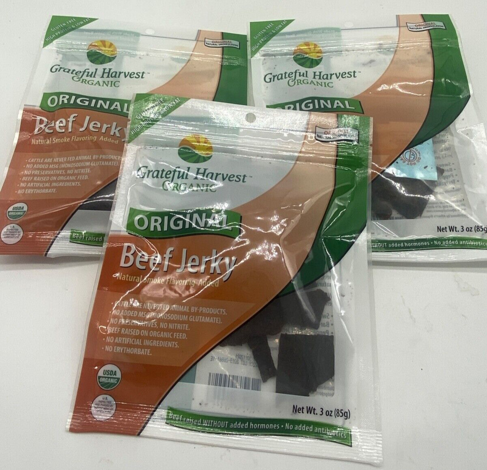 Grateful Harvest Organic Original Beef Jerky (6Pack ) 3 oz
