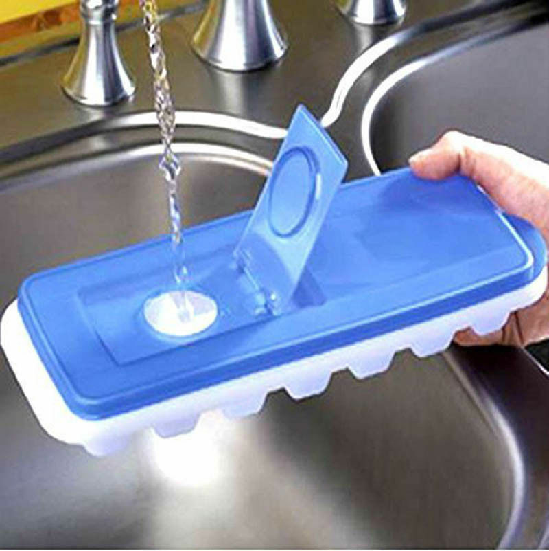 Ice Cube Tray With Removable Lid, BPA Free, Blue