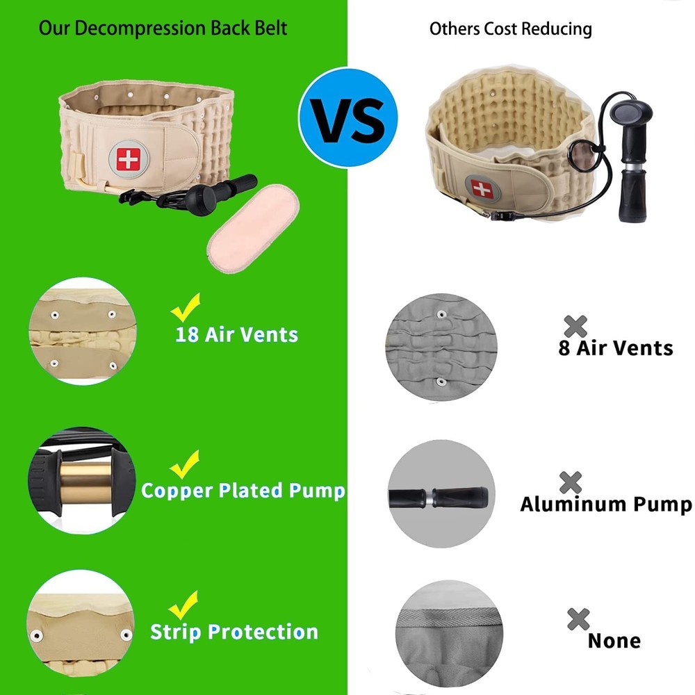 Decompression Belt Back Brace Lumbar Spinal Support & Extender Belt Air Traction