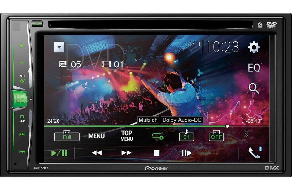 Pioneer AVH-221EX Bluetooth CD DVD Player iPhone Android USB MP3 Aux 6-Ch 6.2"