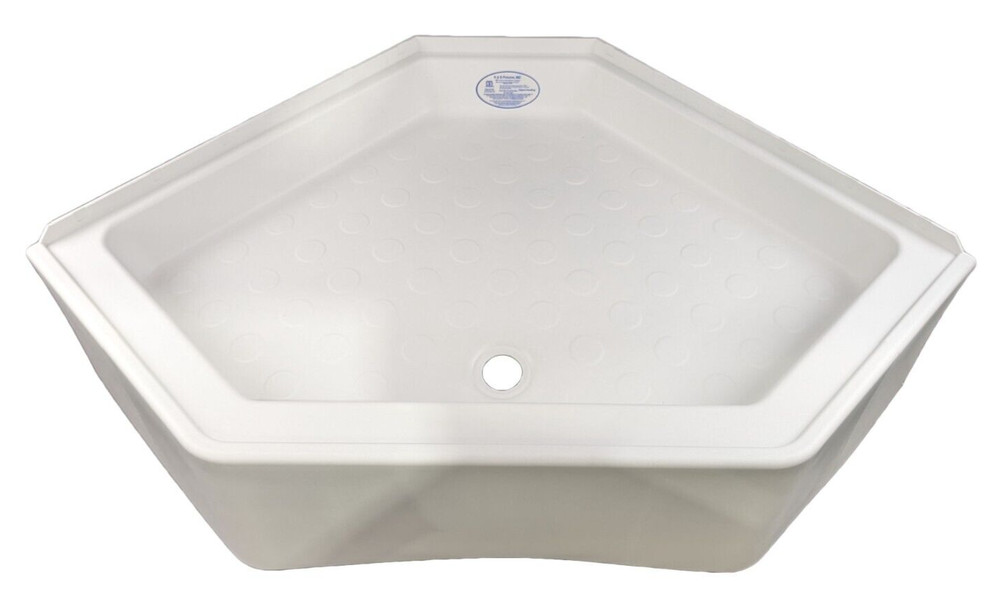 RV Corner Shower Pan 32" White Center Drain Camper Bath Room Neo Angle Base