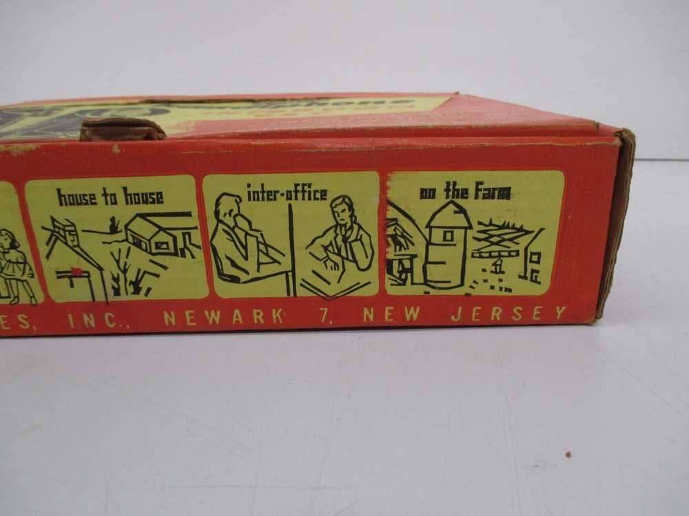 Vtg 1950s Remco Handiphone Intercom Set 2 Phone Handsets & Cords W/ Box As Is