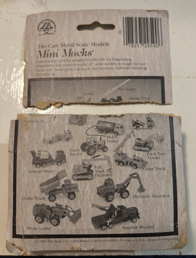 MINI MACKS CONSTRUCTION HIGH LIFT Front LoaderZEE 1981 MIP》1418