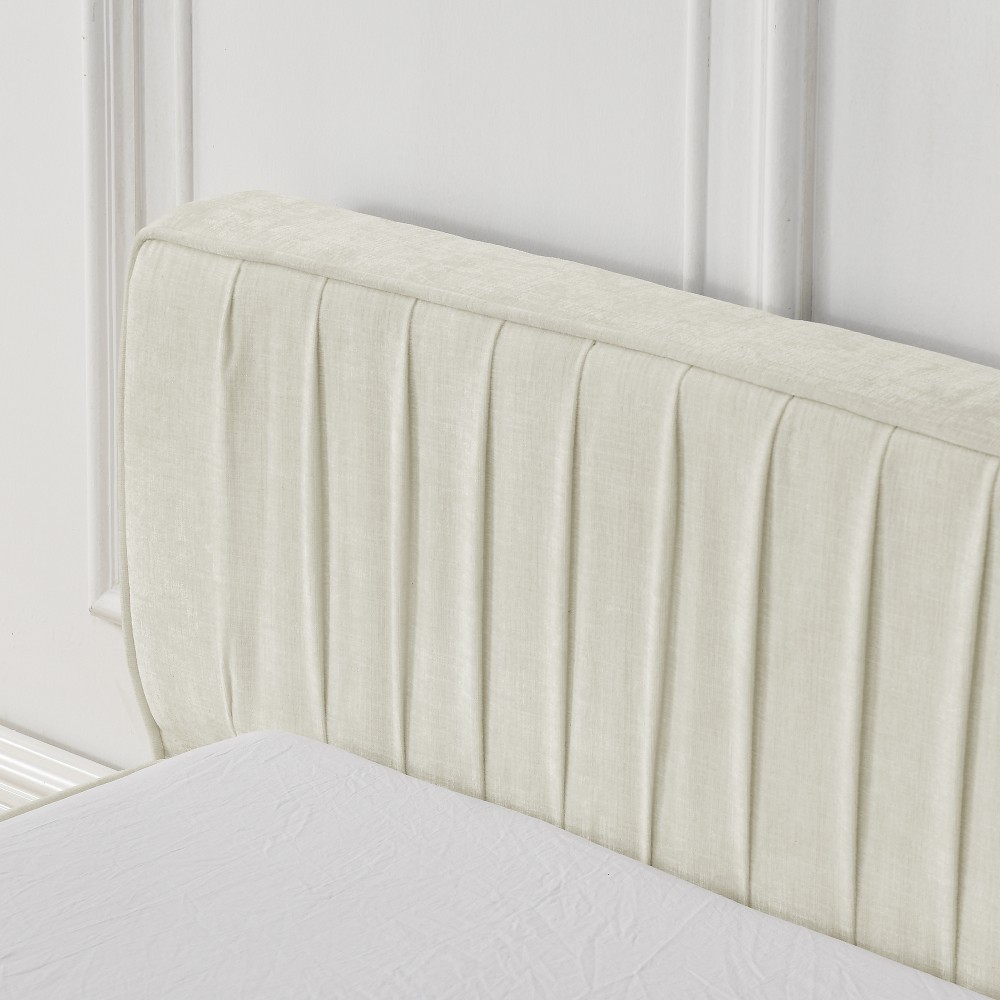 Queen Upholstered Bed Frame w/ Headboard & Platform Base, Beige