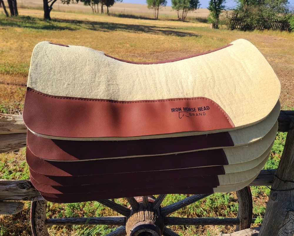 1" Pressed Wool Saddle Pad w/ real wear leathers
