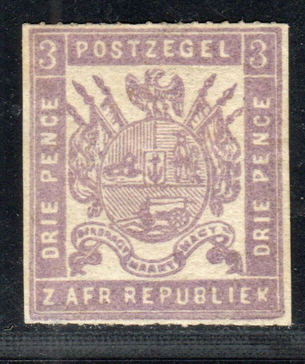 Transvaal SC 25, 3p Grey Lilac - MH Mint hinged