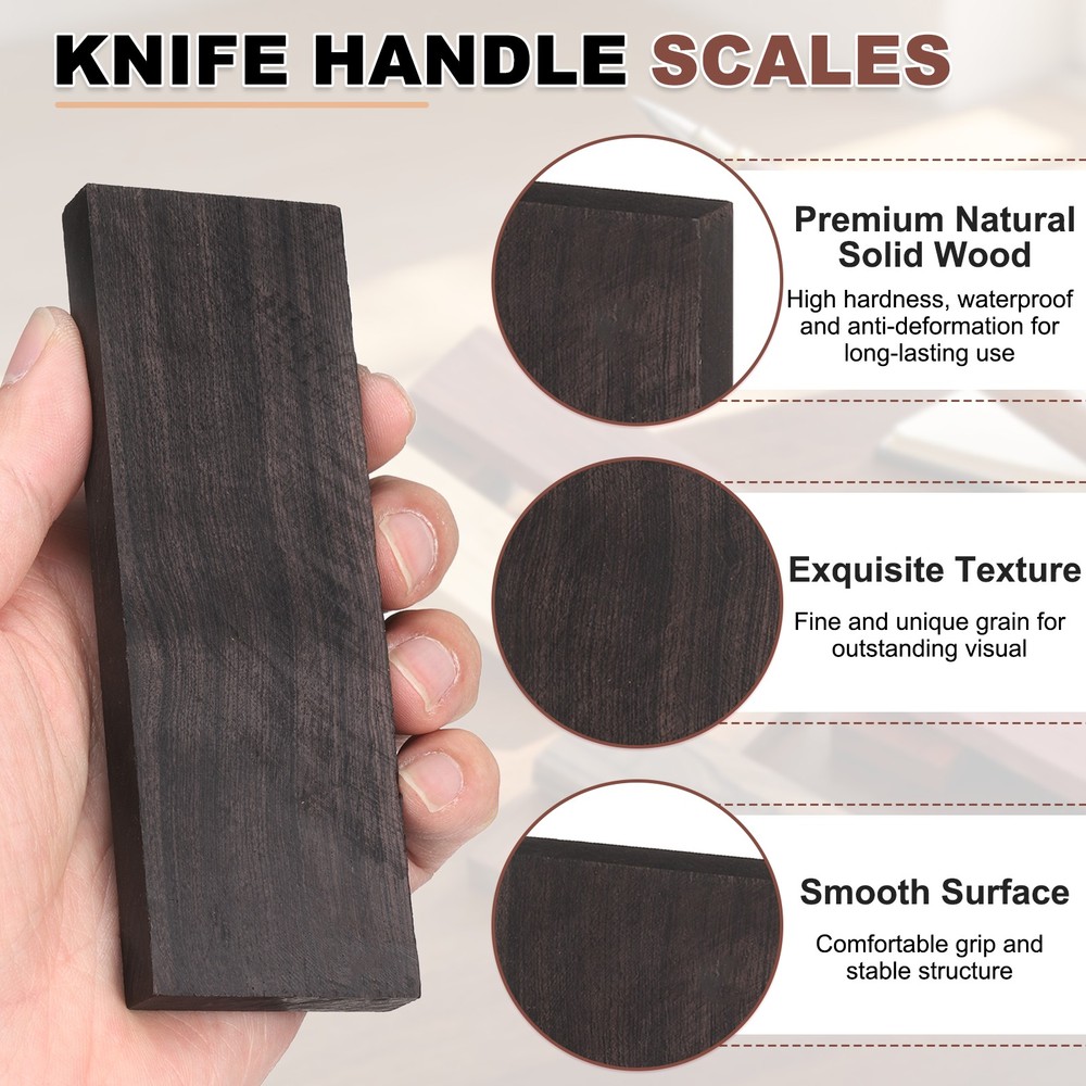 2PCS Knife Handle Material 4.7" × 1.6" × 0.4" Handle Scale, Blackwood