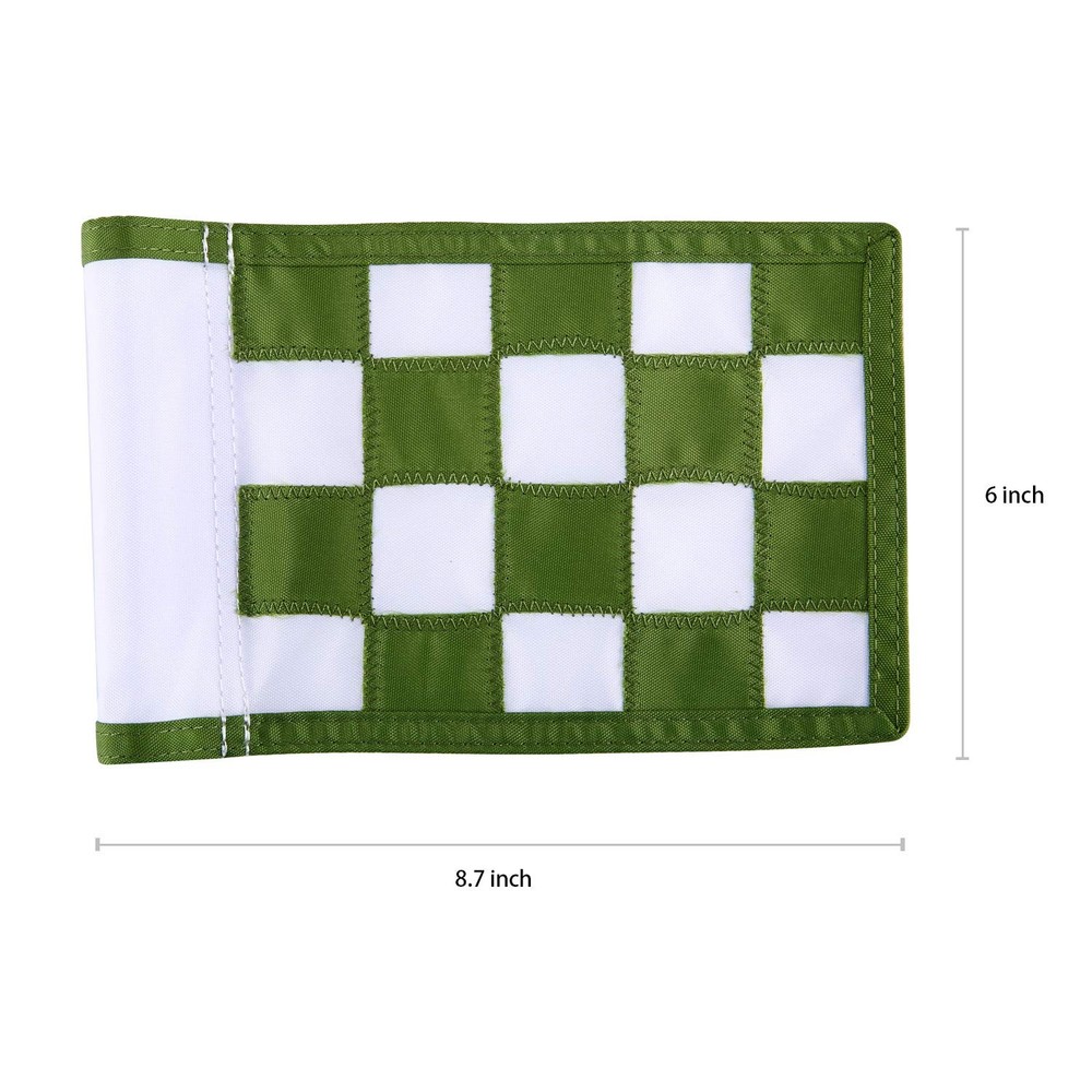 Nylon Golf Putting Green Flags - Solid & Checkered, White-Green