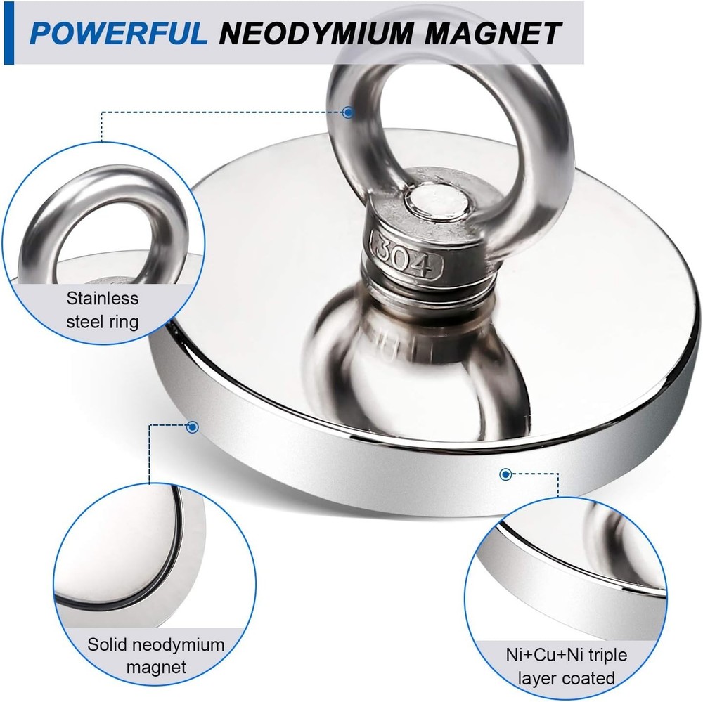Neodymium Fishing Magnet 1500 lbs Pull Force