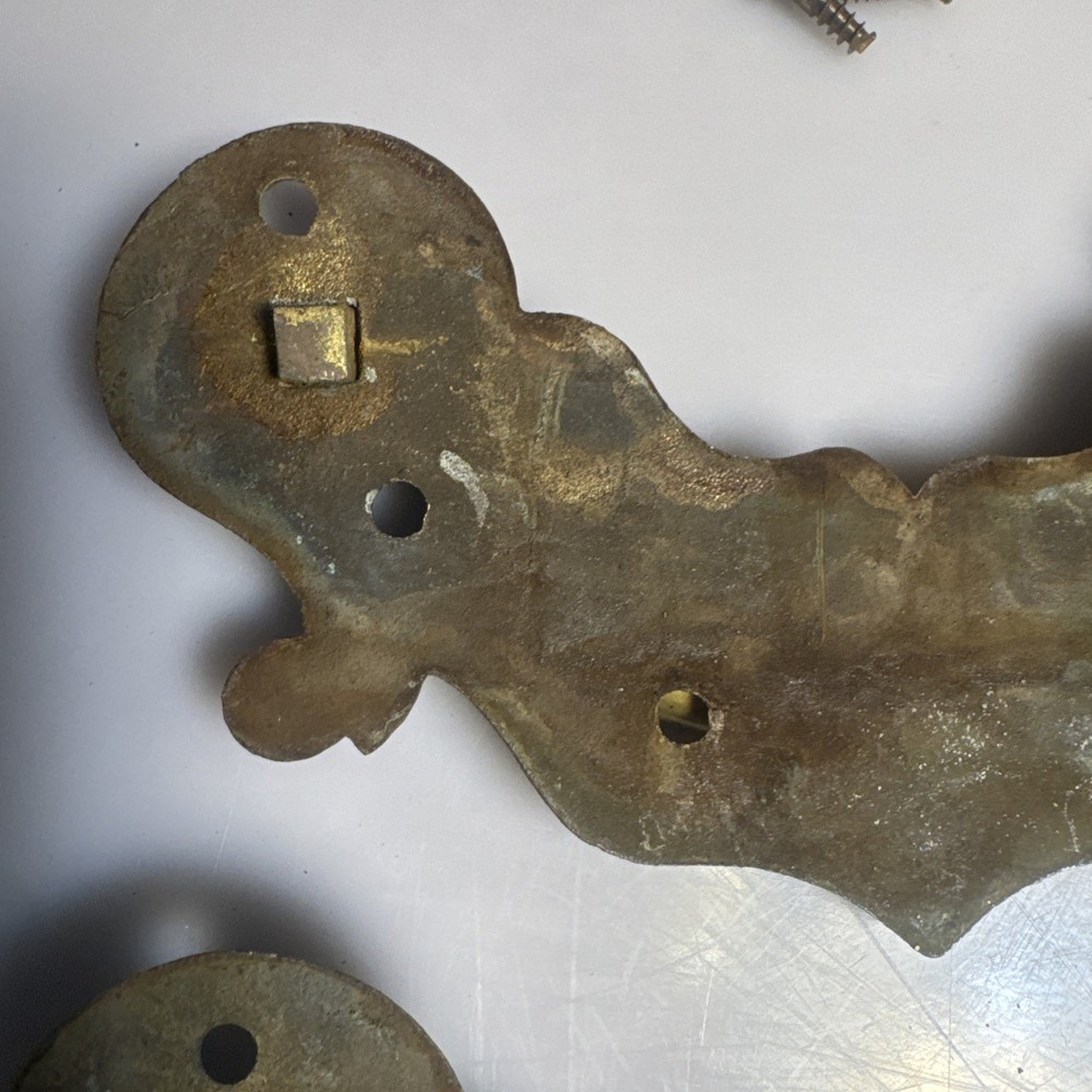 2 RARE MASSIVE 18TH CENTURY CHIPPENDALE BRASS DRAWER /PULL / HANDLE 7”