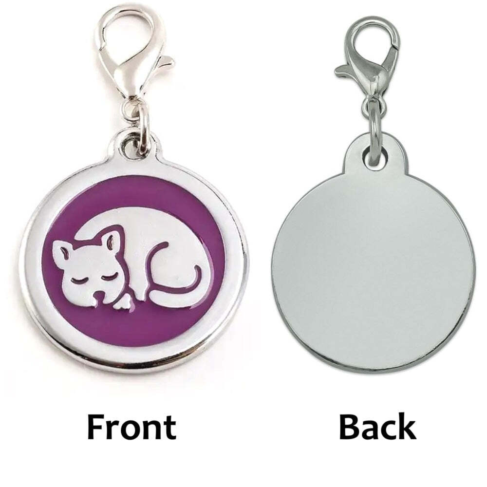 Personalized Sleeping Pet ID Tags with Trigger Snap Hook for Kittens and Cats