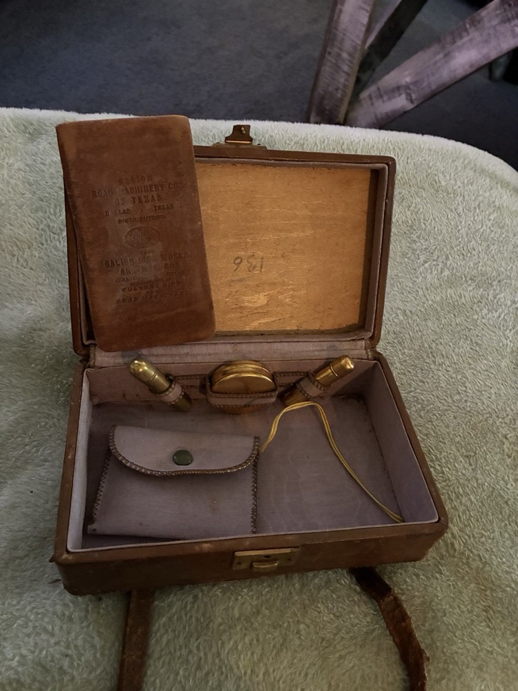 Antique leather-bound etui or traveling caddy set