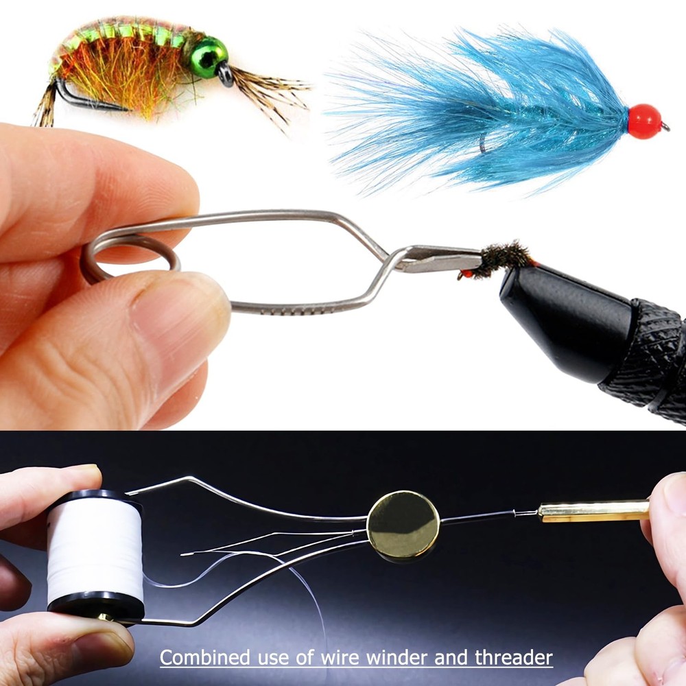 Fly Tying Kit Material Tools Kit Bobbin Fly Hooks Scissors Fly Beads Threader...