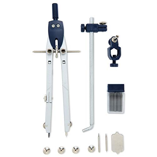 Professional Metal Compass with Wheel and Lock for Geometry, Drafting, Math,