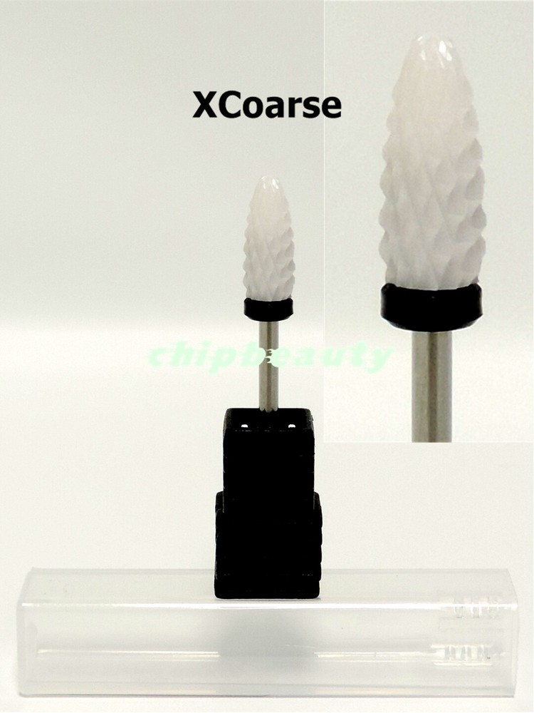 XCoarse Grit Nail Drill Bits Cone 3/32Shank White Ceramic Bullet Drill Bit Tool