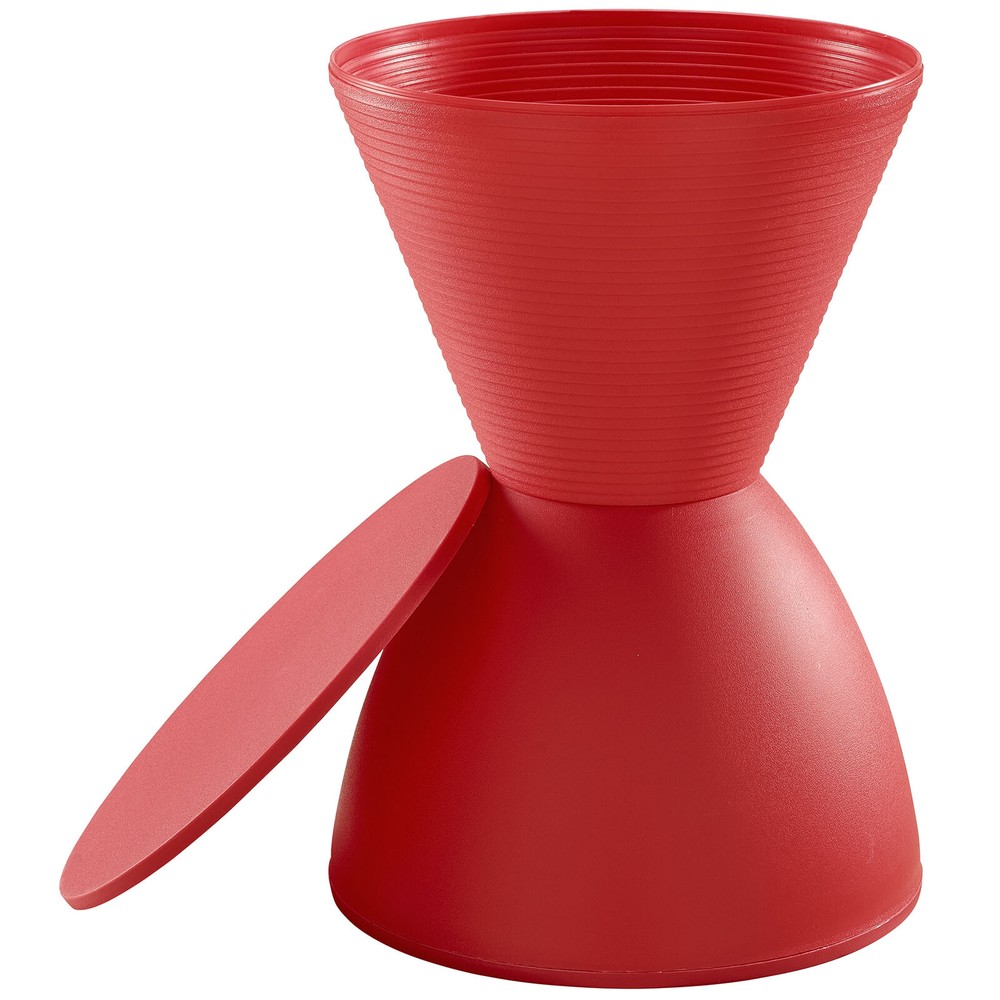 Contemporary Modern Hourglass PP Plastic Red Accent Side Table Storage Stool