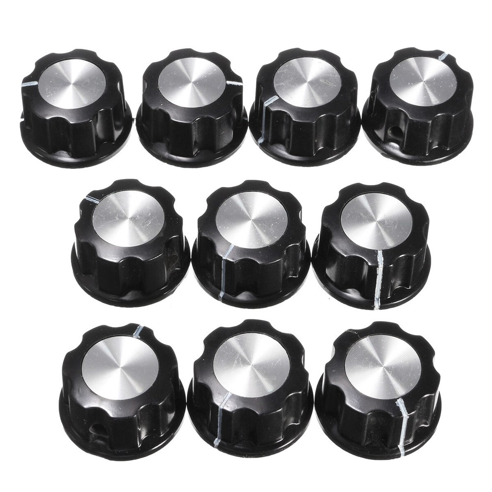 10x Rotary Potentiometer Knobs + Volume Amplifier Dial Hole 6mm Shaft