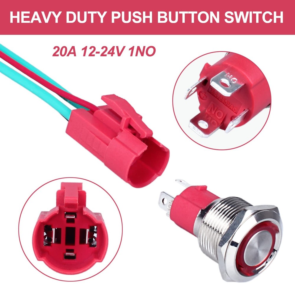 19mm Heavy Duty Latching Metal Push Button Switch Latching, Blue