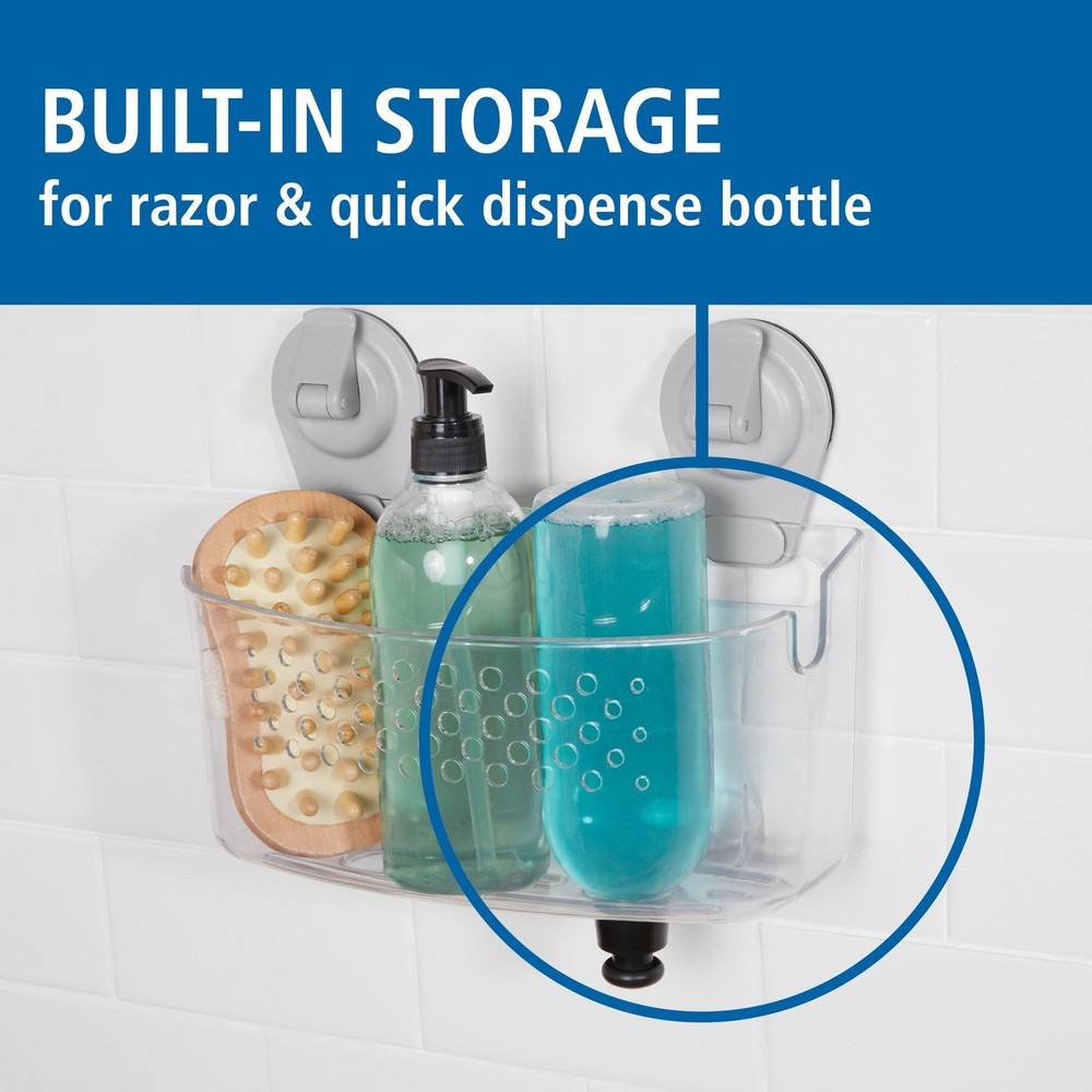 Clear Wall-Mounted Suction Bath Basket Easy to Install No Tools Needed