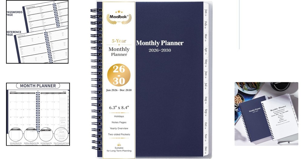 Versatile 5- Monthly Planner 2026-2030 - Includes Tabs & Inner Pocket