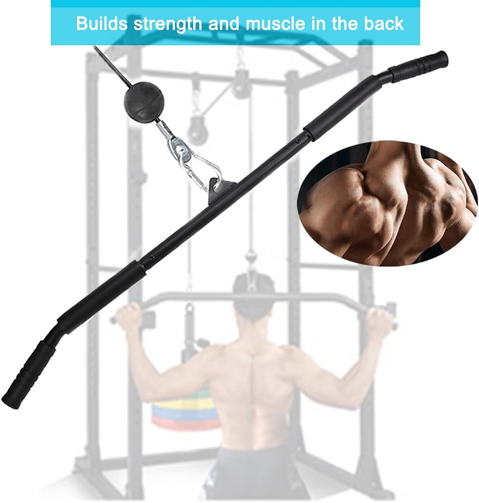 39.7" LAT Pulldown Bar Attachment – Curl Tricep Press Down Bar with Rubber Handl