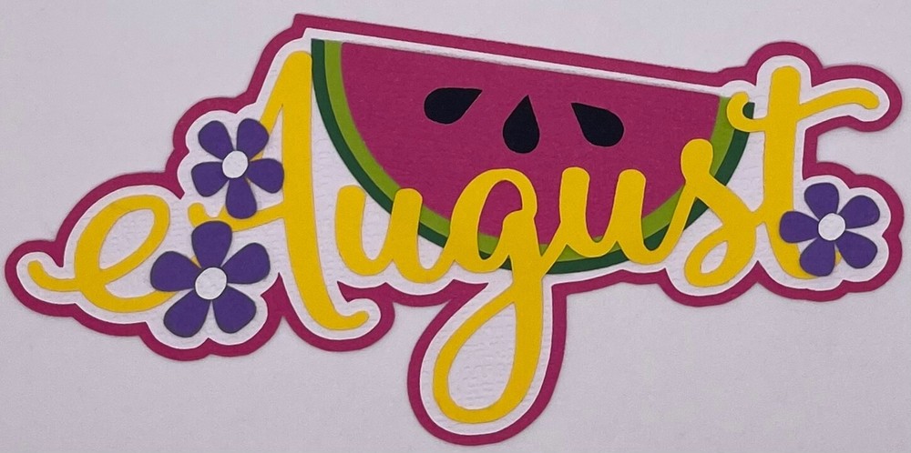 Months - August - Paper Piecing Scrapbook Embellishments Die Cuts Handmade