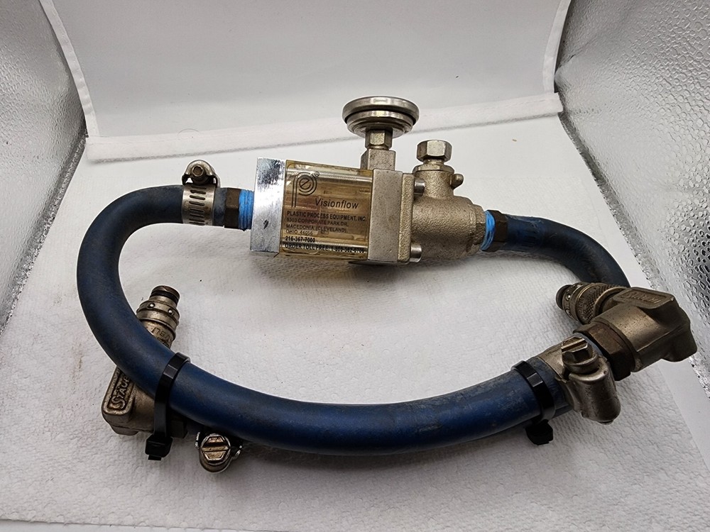 Visionflow brand flow meter and valve unit manufactured by Plastic Process Equip