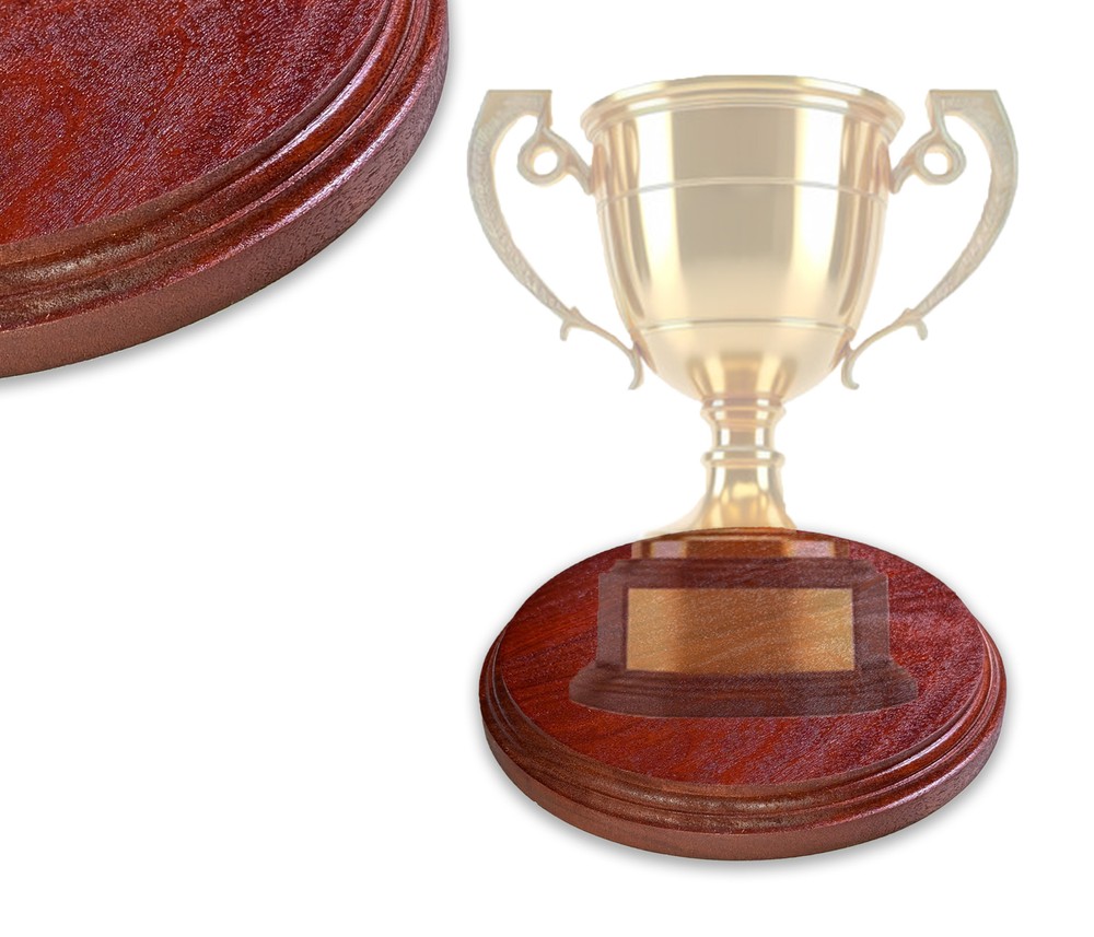 Round Display Base, Cinnamon Dyed Solid Santos Mahogany, 7/8 in thick