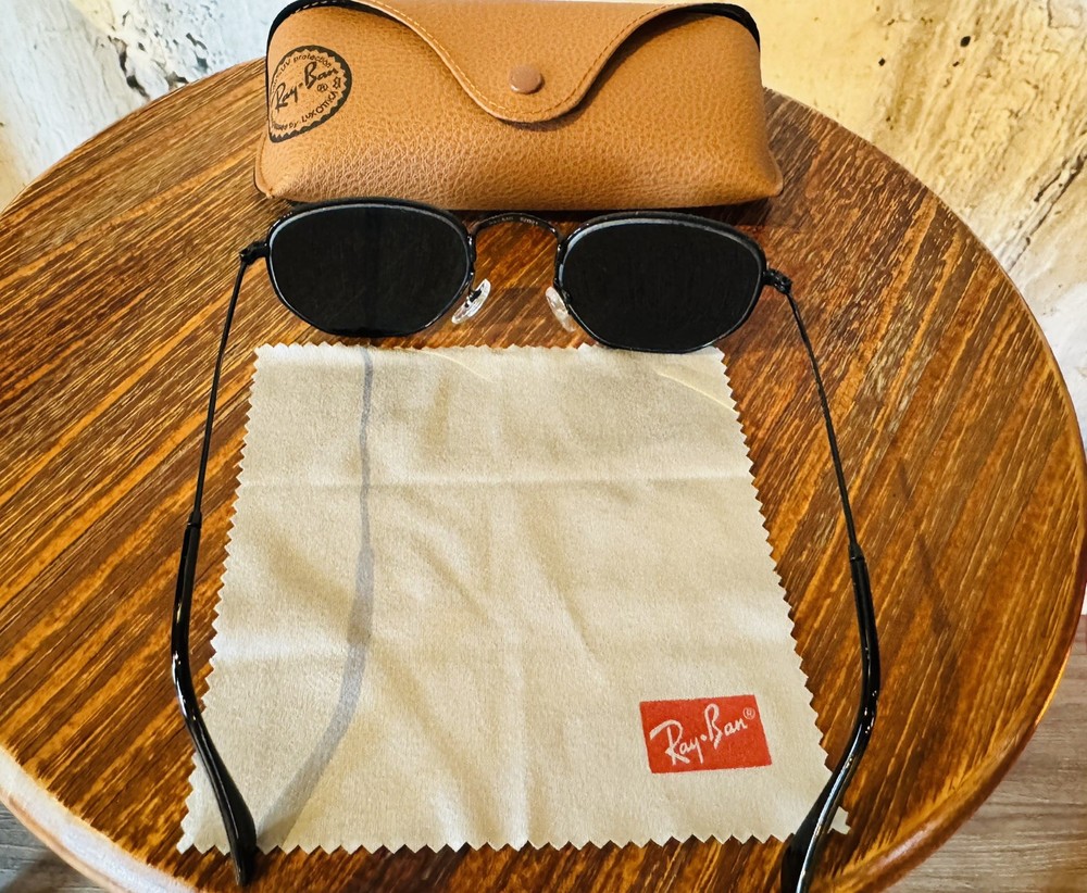 Ray-Ban Unisex Hexagonal Sunglasses Black Frame, Black Lens