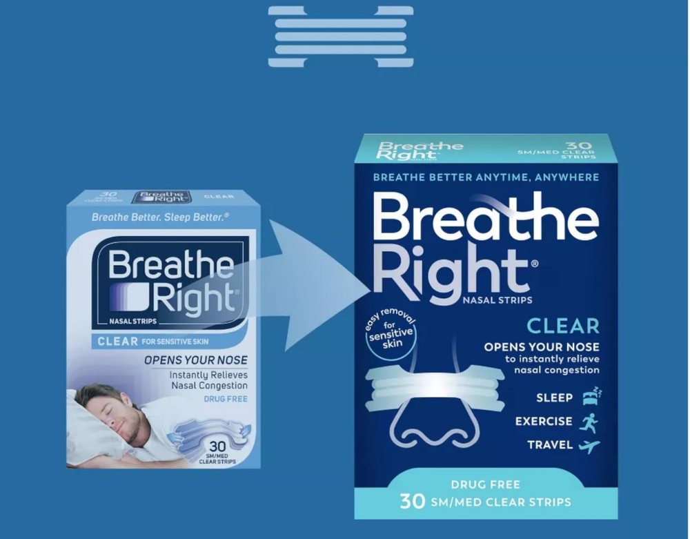 Breathe Right Nasal Strips Small/Medium Clear 30 Count - 3 Pack