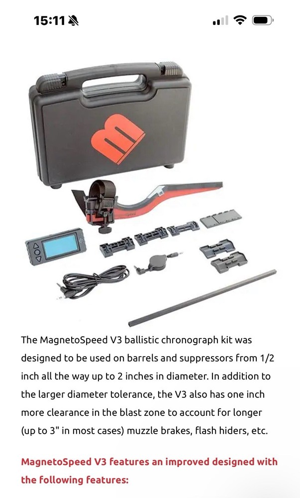 MagnetoSpeed V3 Chronograph Barrel Mount Msv3hc