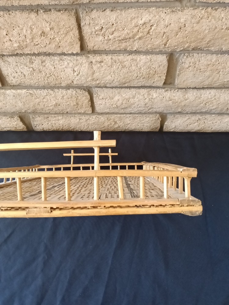 Bamboo Serving Tray Rectangular Sturdy Retro Tiki Barware MCM Boho