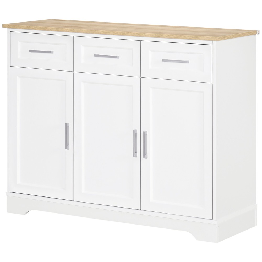 HOMCOM Buffet Cabinet, Modern Kitchen Sideboard with 3 Drawers White