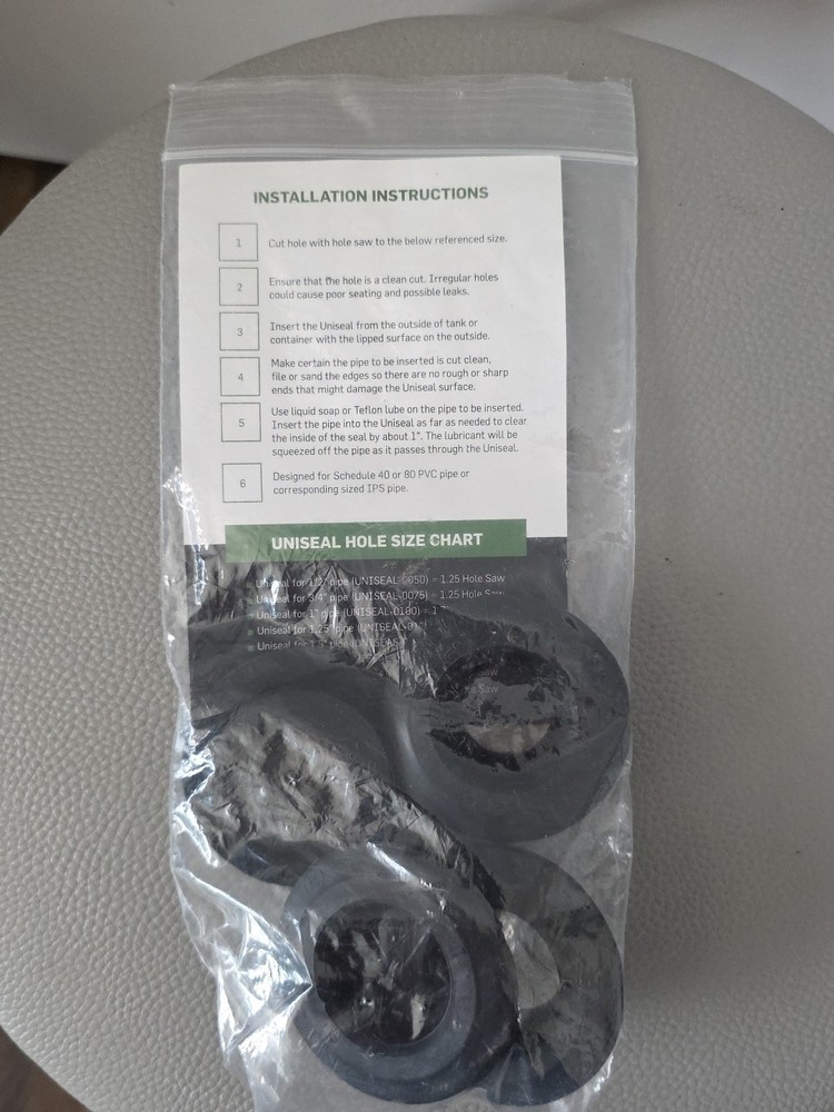 Uniseal 1" Flexible Tank Adapter Bulkhead- 5 Pack