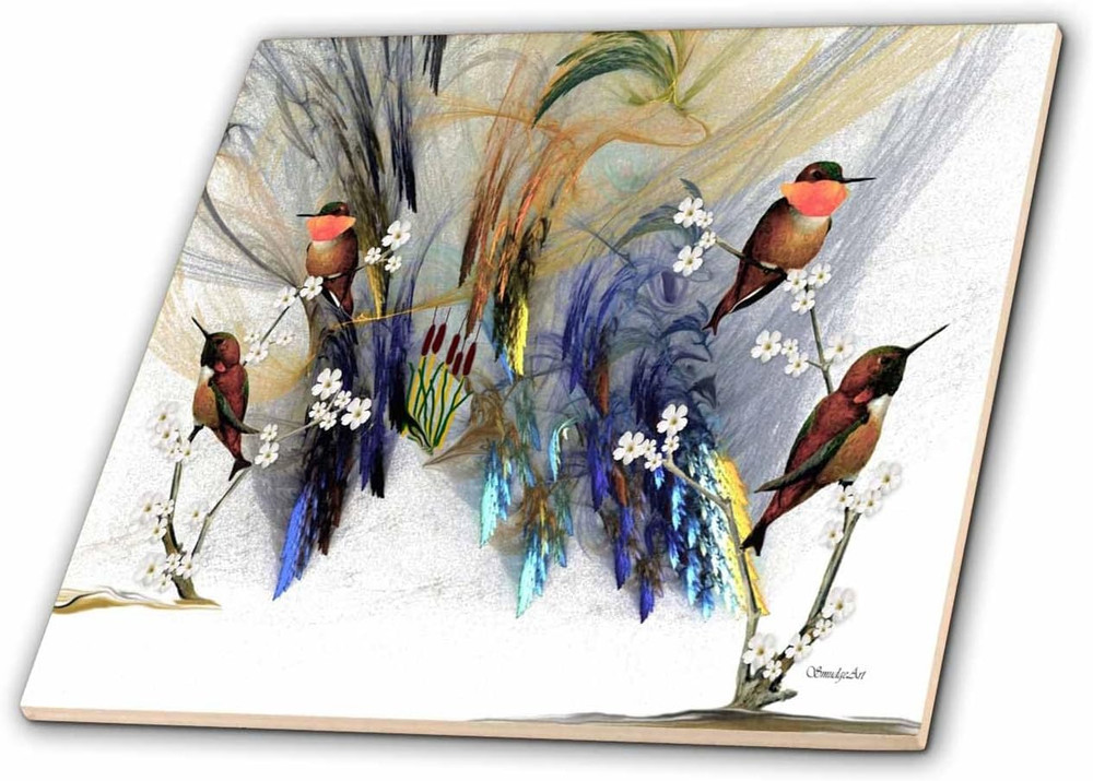 Rufous Hummingbirds 8 Inch Ceramic Tile