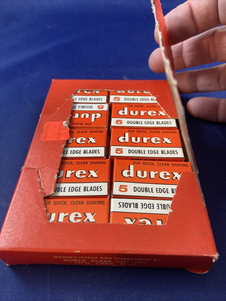 Vintage Case (20) Boxes DUREX Double Edge Razor Blades NOS Nice
