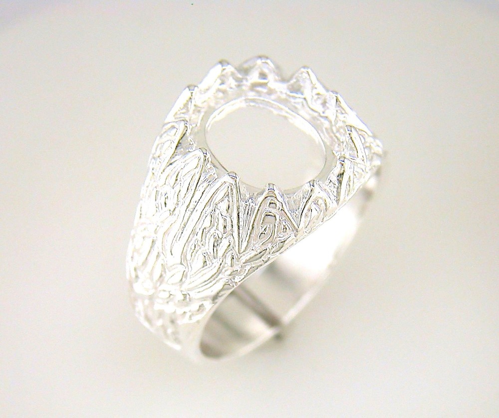 Mens Oval Cabochon Donello Ring Setting Sterling Silver