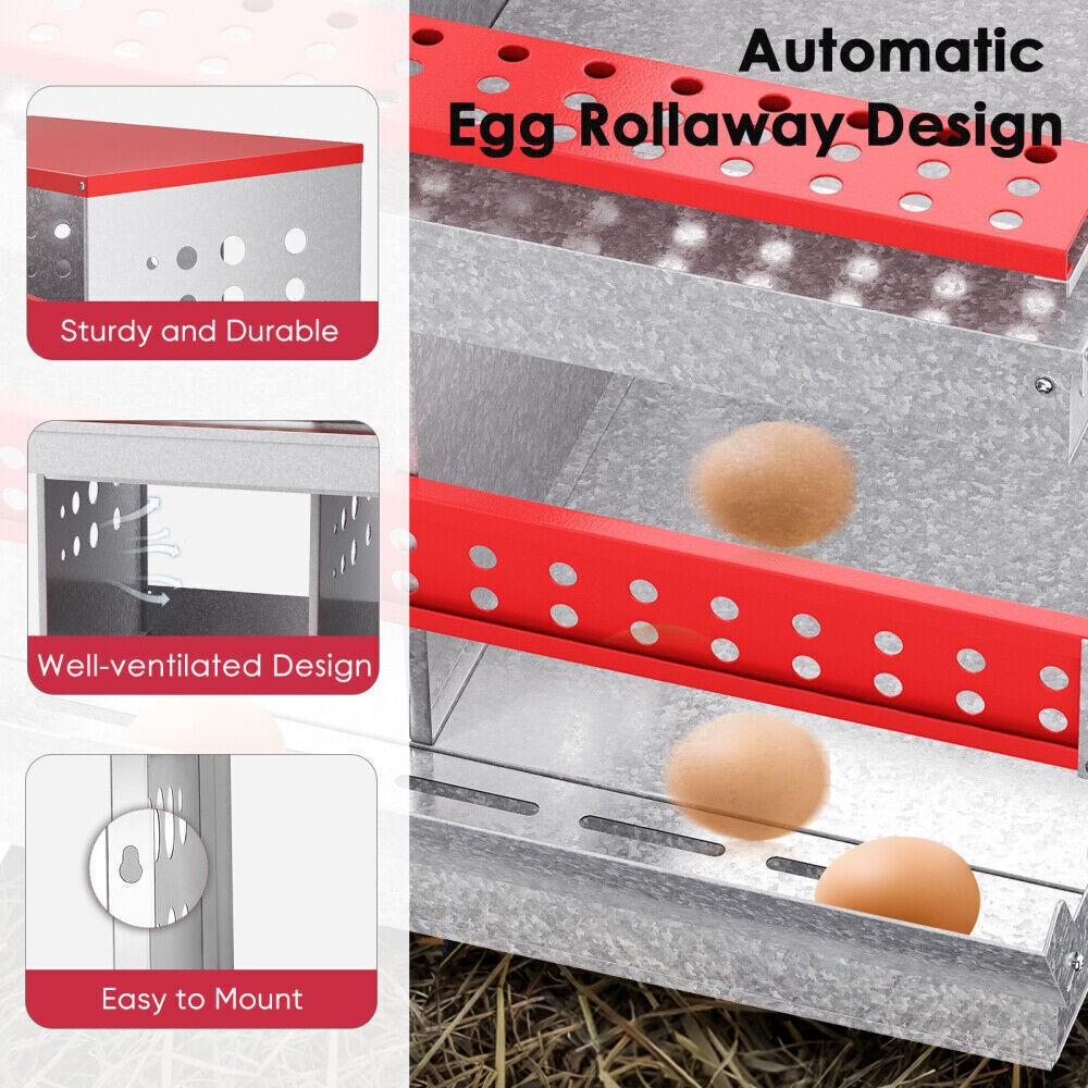 6 Hole Chicken Nesting Boxes Metal Egg Laying Brooding Box With Vent Hole Set