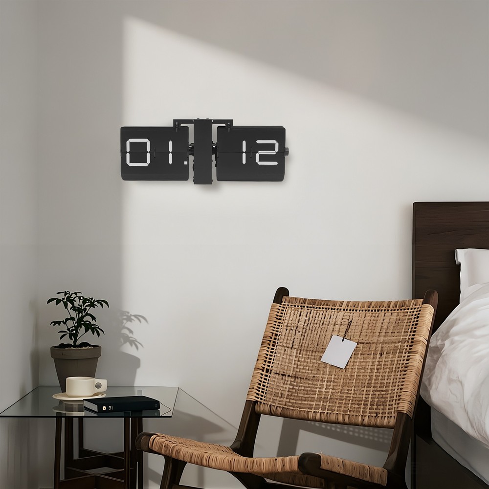Flip Clock Wall Timer Retro Clock Analog Clock Office Decor Minimalist black