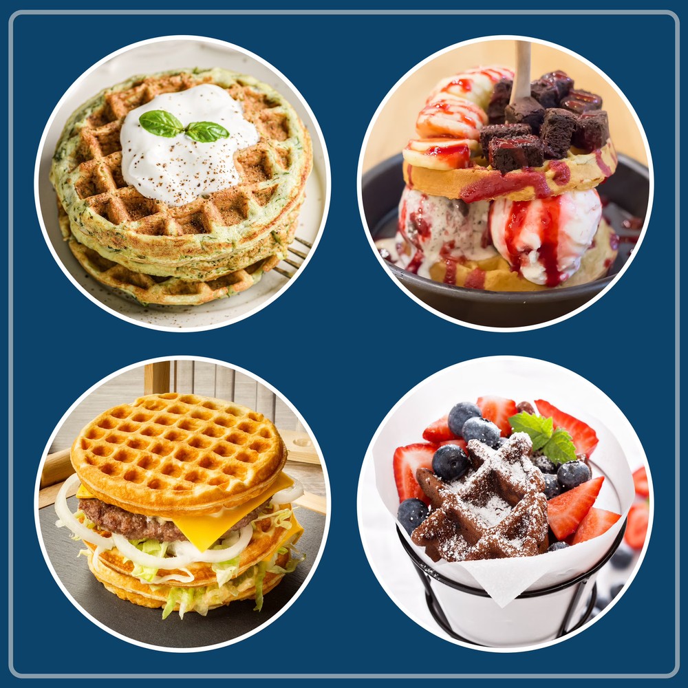 MyMini 5 Plate Waffle Maker Bundle, 400 Watts, Peach