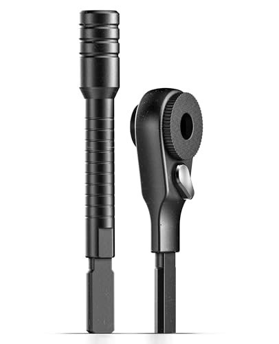 Flat-End Bit Extender & Ratchet Driver Set for Multi-Tools, 2PC Black