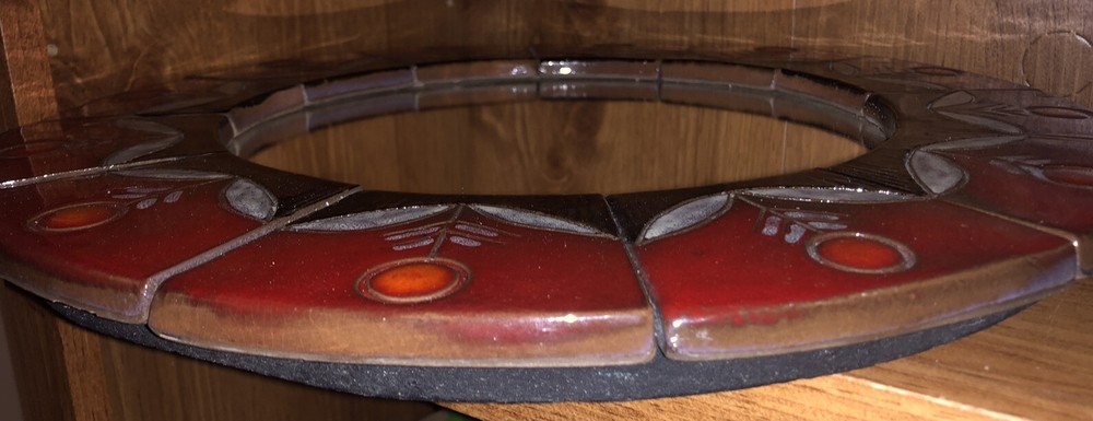 Mid Century Modern Circular Ceramic Tile Mirror By Oswald Tieberghien