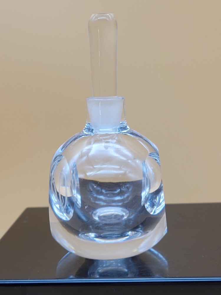 Orrefors Crystal Perfume Bottle Dabber Etched Design Signed