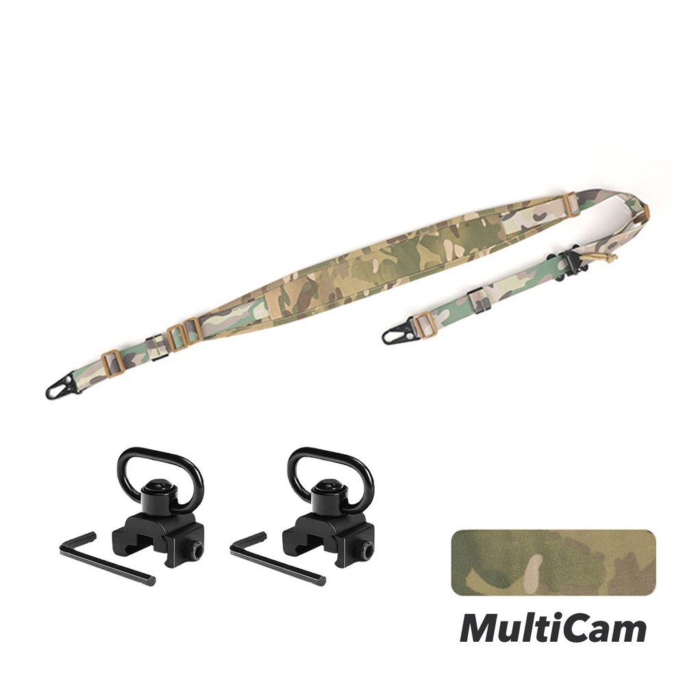 2 Points Sling Strap Adjustable Padded Tactical Shooting Sling QD Swivels Mounts