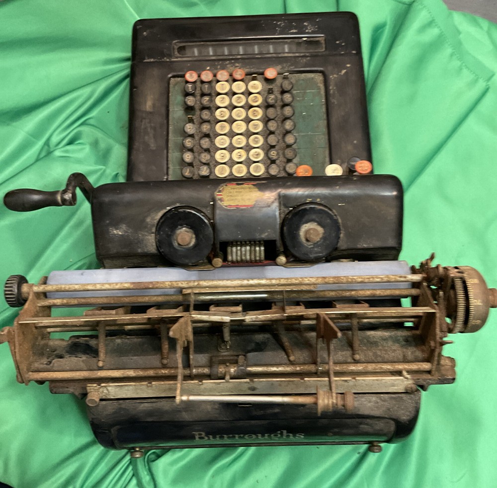 VTG BURROUGHS ADDING MACHINE CALCULATOR HAND CRANK - For Part’s Or Not Work