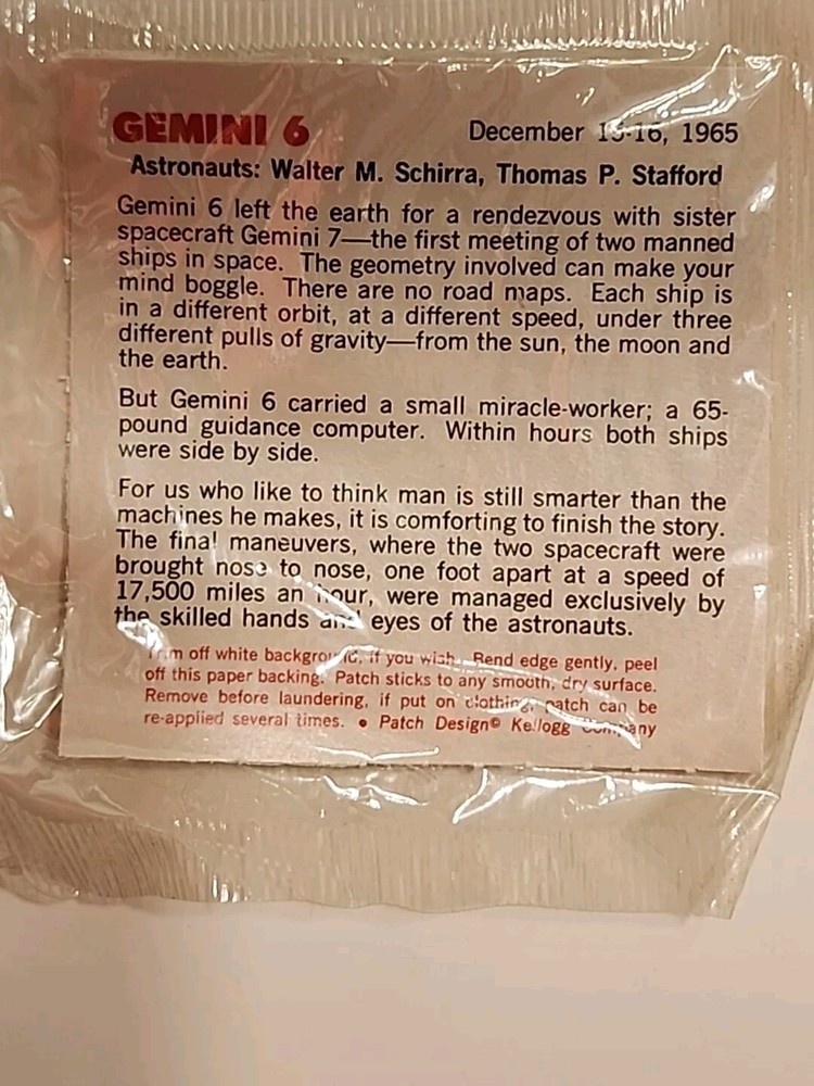 Unopened Gemini 6 First Space Rendezvous Decal Mint In Package
