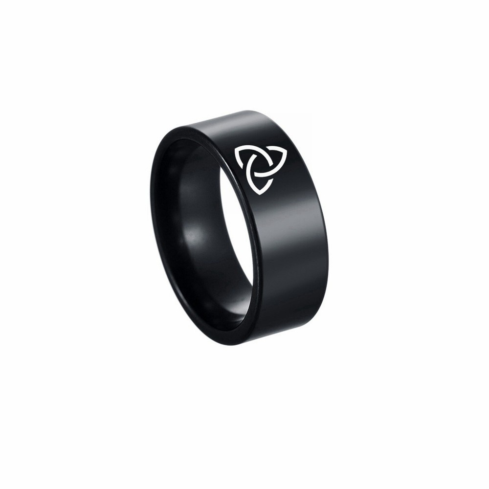 Black STAINLESS STEEL CELTIC with Silver Trinity RING