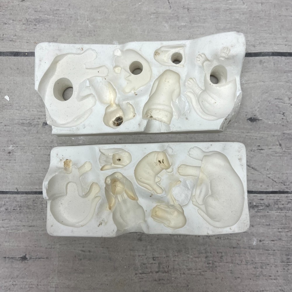 Vintage 1960 Duncan Ceramic Casting Mold Bassets Dog #944